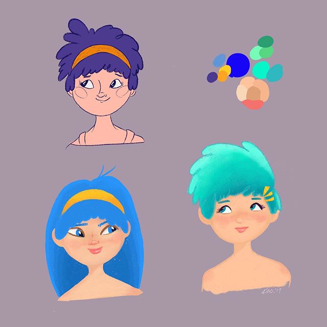 Instagram - New #characterdesign for new projekt ;) #differentstyle #procreate #drawing #sketches #portret #people #girls #doddle #instaart
